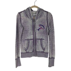 Zen By J America S Y2K Purple Hooded Zip-Up Sweatshirt With Embroidered Navarro